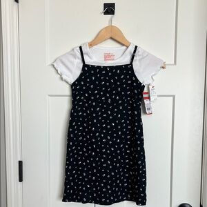 Cat & Jack Black Floral Kids Casual Dress size S (6/7) two piece